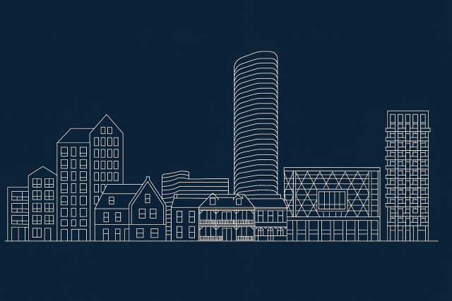 20250910 0916 Minimalistic Cityscape Illustration remix 01k4s7m28yefb842bzztbkg2pk